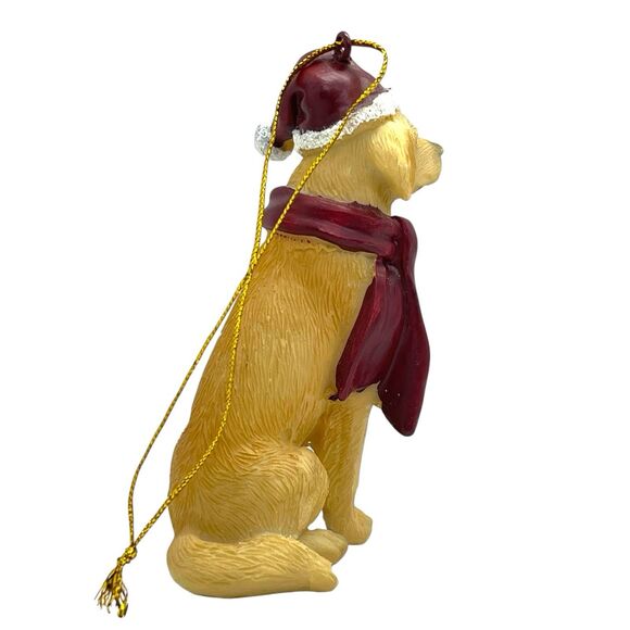 Design Toscano Golden Retriever In Scarf And Santa Hat Christmas Ornament - Picture 3 of 10
